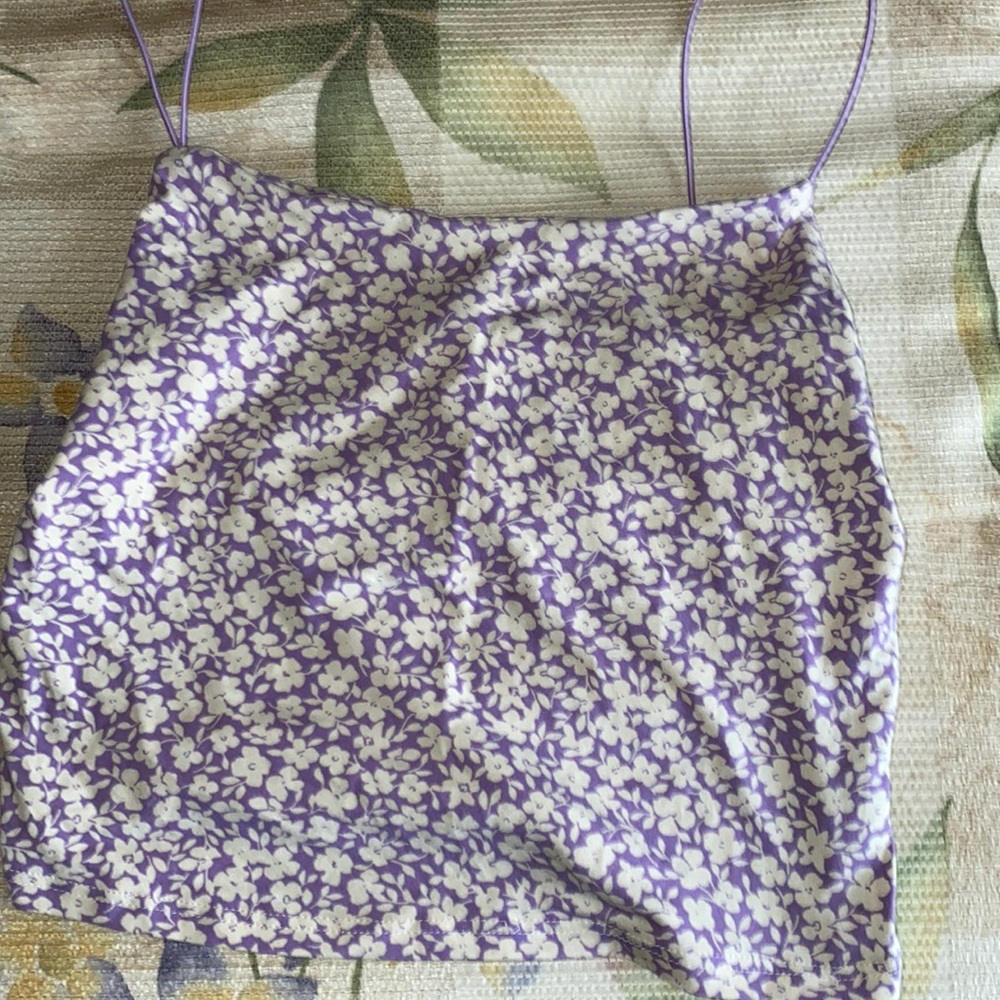 gaze size small very soft purple flowered tank top cami